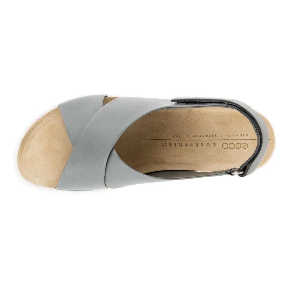 Womens Sandals - ECCO Flowt Wedge Cork - Dark Grey - 2381JPLWV